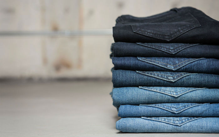 stack of folded jeans